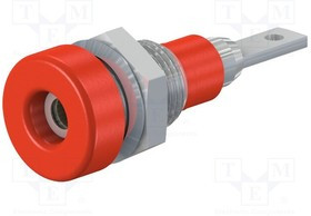 LB-IF2R-22, Гнездо, "банан" 2мм, 10А, 23мм, красный, изолированный, 60ВDС