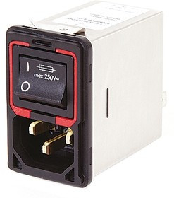 FN9299-10-06, 10A, 250 V ac Male Panel Mount IEC Filter 2 Pole FN9299-10-06, Faston 2 Fuse