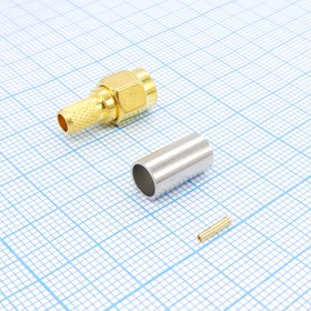ВЧ разъём RP-SMA-C58P гн., Разъем высокочастотный, гнездо RP-SMA обжимное на кабель RG58