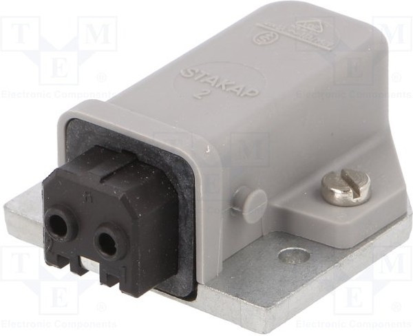 STAKAP 2, Прямоугольный разъем питания, серый, 2 контакт(-ов), ST, Монтаж в Панель, Винт, Гнездо STAKAP 2, Прямоугольный разъем питания, серый, 2 контакт(-ов), ST, Монтаж в Панель, Винт, Гнездо