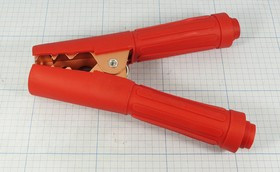 Зажим L160мм, 500А, на кабель, изолированный, красный