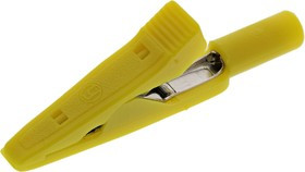 930317803, Crocodile Clip 2 mm Connection, Brass, Bronze Contact, 8A, Yellow