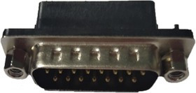 15 Way Right Angle Panel Mount D-sub Connector Plug, 2.77mm Pitch