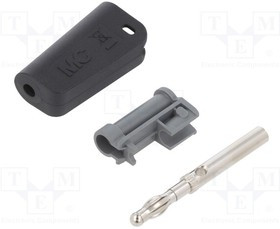 LQ-4N-39-21, Вилка; "банан" 4мм; 32А; черный; никелированные; Монтаж: на кабель