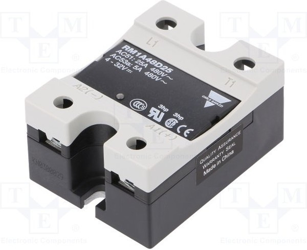RM1A48D25, Реле: полупроводниковое, Uупр: 4-32ВDC, 25А, 42-530ВAC, -20-70°C RM1A48D25, Реле: полупроводниковое, Uупр: 4-32ВDC, 25А, 42-530ВAC, -20-70°C
