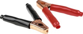010031, Crocodile Clip, Copper-Plated Steel Contact, 200A, Black, Red