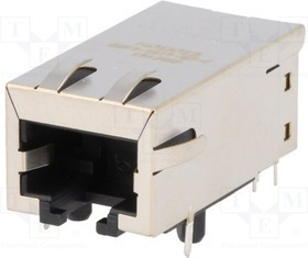 0813-1X1T-57-F, Гнездо; RJ45; PIN: 8; экранированный; Конф: 8p8c; THT; угловой