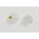 Разъем телефонный 6P4C вилка, контакты 4C, на кабель, обжимной, TP6P4C[RJ-11]