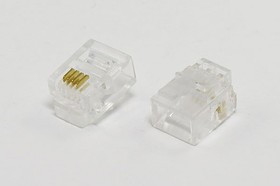 Разъем телефонный 6P4C вилка, контакты 4C, на кабель, обжимной, TP6P4C[RJ-11]