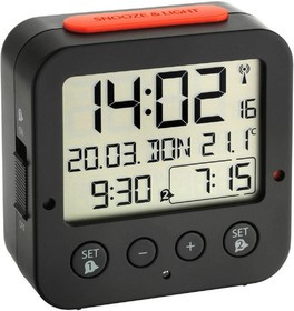 Цифровой радиоуправляемый Будильник TFA 60.2528.01, черный Цифровой радиоуправляемый Будильник TFA 60.2528.01, черный