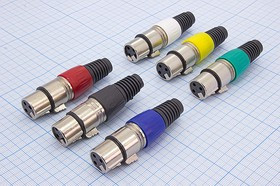 Разъем микрофонный XLR (Canon) гнездо 3 контакта металл с цангой на кабель, желтый; №9311 Y гн мик XLR\3P\каб\\цанг\\жел