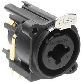 ACJC6AV BULK, XLR Connectors 1/4" XLR Chassis Mount C Type Vertical PCB Stereo Non-switching XLR Ground Latch