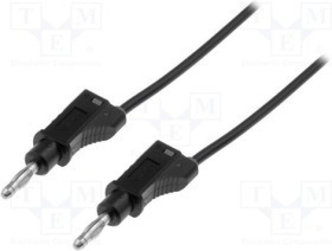 PJ2112-100-B, Измерительный провод, 20А, с осевым гнездом 4мм, Дл: 1м, черный