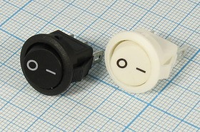 Переключатель клавишный, контакты 3T, 3А, ON-ON, d14.5, подсветка белая/белая, SMRS102-2