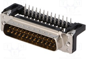 09653226802, Разъем D-Sub; PIN: 25; гнездо; "папа"; угловой 90°; THT; UNC4-40