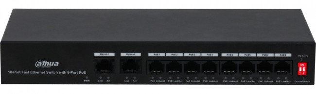 Коммутатор DAHUA DH-PFS3010-8ET-65, 10-Port Fast Ethernet Switch with 8-Port PoE Коммутатор DAHUA DH-PFS3010-8ET-65, 10-Port Fast Ethernet Switch with 8-Port PoE