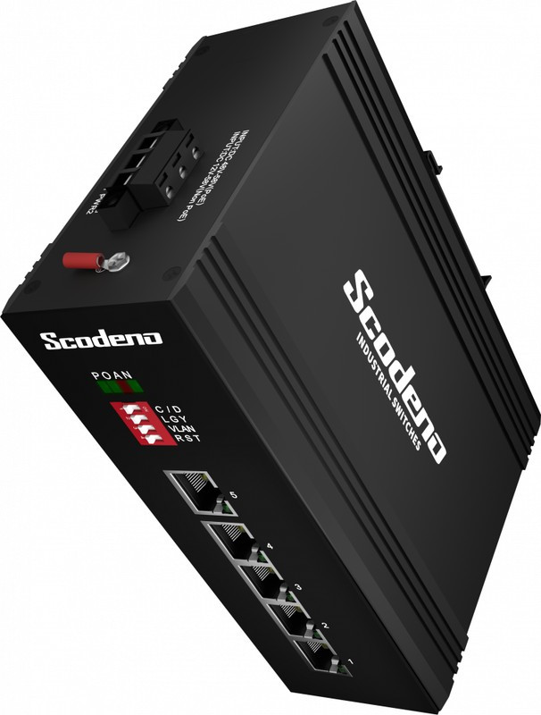 Scodeno XPTN-9000-65-5GT, серия Classic, индустриальный неуправляемый коммутатор на DIN-рейку, 5 x 10/100/1000M Base-T, IP40, -40 ~+75 Scodeno XPTN-9000-65-5GT, серия Classic, индустриальный неуправляемый коммутатор на DIN-рейку, 5 x 10/100/1000M Base-T, IP40, -40 ~+75