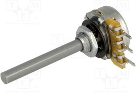 PC16BU-100K-LIN, Потенциометр: осевой, однооборотный, 100кОм, ±20%, 0,25Вт, 4мм, THT