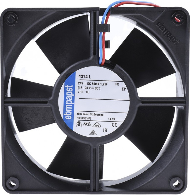 4314L, DC Fans DC Tubeaxial Fan, 119x119x32mm, 24VDC, 55.9CFM, 1.2W, 30dBA, 1550RPM, Ball 4314L, DC Fans DC Tubeaxial Fan, 119x119x32mm, 24VDC, 55.9CFM, 1.2W, 30dBA, 1550RPM, Ball