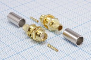 Гнездо SMA обжимное на кабель RG58, позолоченный корпус и центральный контакт; Q-9214 A гн SMA\RG58\\обж\Au Гнездо SMA обжимное на кабель RG58, позолоченный корпус и центральный контакт; Q-9214 A гн SMA\RG58\\обж\Au