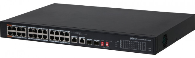 Коммутатор Dahua DH-PFS3226-24ET-240 24x100Мбит/с 2x1Гбит/с 2SFP 22PoE+ 240W неуправляемый Коммутатор Dahua DH-PFS3226-24ET-240 24x100Мбит/с 2x1Гбит/с 2SFP 22PoE+ 240W неуправляемый