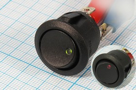 Клавишный переключатель с двойной индикацией:красной и зелёной,12В/20А,c фиксацией; №10141 Пкл\12\20\ON-OFF-ON\\чер\ ILзел&amp;кр\\4T\R13-112DL0