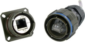 RJFTV7PE1G, Female Ethernet Connector, Jam Nut, Cat5e