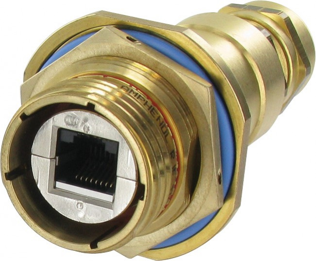 RJFTV7PE1G, Female Ethernet Connector, Jam Nut, Cat5e