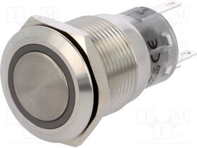 V19-11R-06B-S, Переключатель: антивандальный, Пол: 2, SPDT, 0,5A/220ВAC, 1A/24ВDC