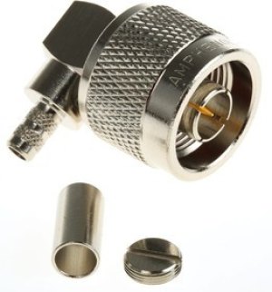 N1112B1-001-NT3G-1-50, Plug Cable Mount N Connector, 50, Crimp Termination, Right Angle Body