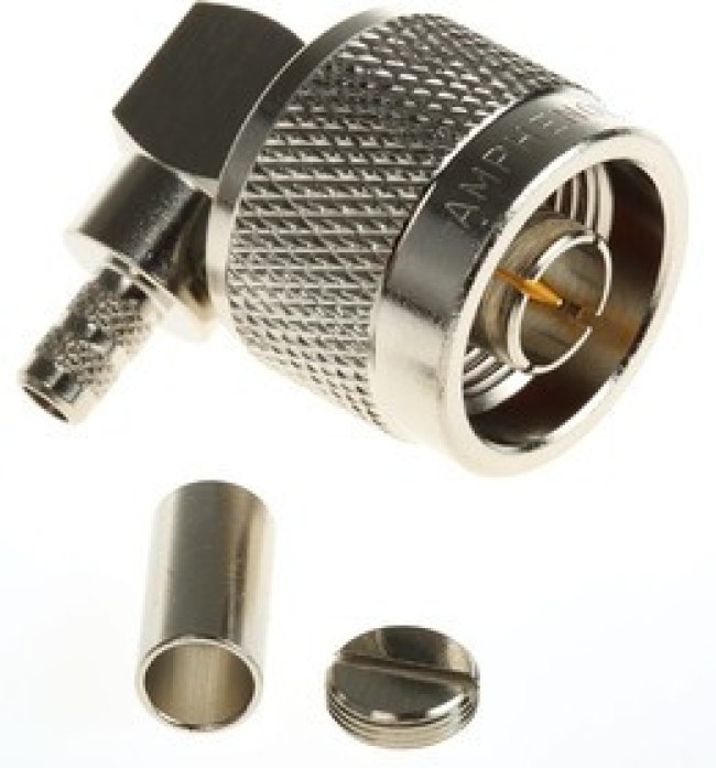 N1112B1-001-NT3G-1-50, Plug Cable Mount N Connector, 50, Crimp Termination, Right Angle Body