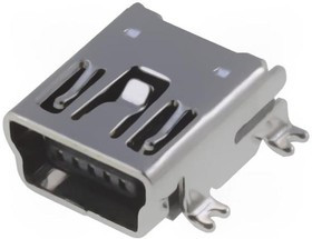 MUSB-B5-S-RA-SMT, Гнездо, USB B mini, SMT, горизонтальный, USB 2.0, позолота