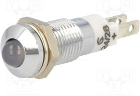 SMQD08614, Индикат.лампа: LED, выпуклый, 24-28ВDC, Отв: d8,2мм, IP40, металл