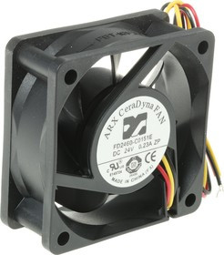 FD2460-C0151E2AL, CeraDyna Series Axial Fan, 24 V dc, DC Operation, 33.35m³/h, 4.32W, 180mA Max, 60 x 60 x 25mm