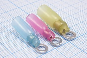 222043R, Наконечник кольцевой ø4.3мм изолированный термоусаживаемый, синий; №15944B клемма"O" d 4,3\0,4\S1,5~2,5\Cu луж\t-усад\син\\