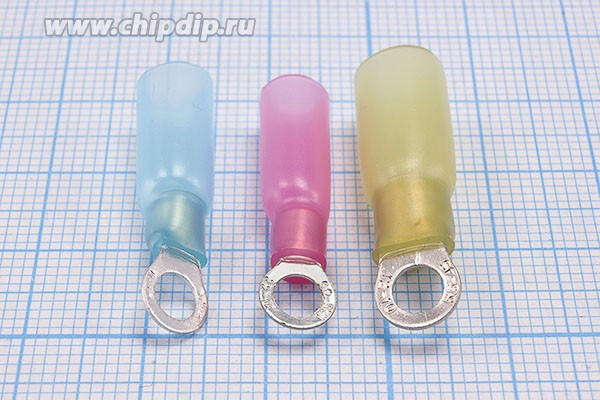 222043R, Наконечник кольцевой ø4.3мм изолированный термоусаживаемый, синий; №15944B клемма"O" d 4,3\0,4\S1,5~2,5\Cu луж\t-усад\син\\