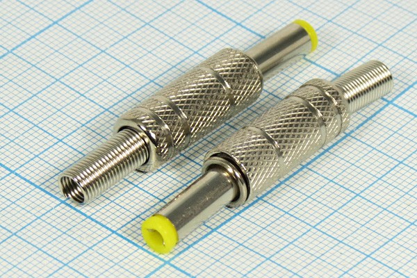Разъем питания DC вилка , 5.5d2.1x14, 2C, , на кабель, пружинный хвост