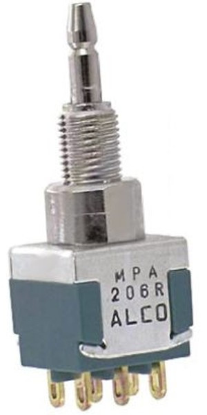MPA206R, Switch Push Button ON (ON) DPDT Round Plunger 6A 250VAC Momentary Contact Panel Mount Wire Lug Bulk MPA206R, Switch Push Button ON (ON) DPDT Round Plunger 6A 250VAC Momentary Contact Panel Mount Wire Lug Bulk