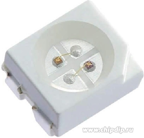 KAA-3528SURKSYKC, Светодиод smd 3,5х2,8мм красный, 630нм/200-320мкд - желтый/590нм/120- 240мкд/прозрачный/120°