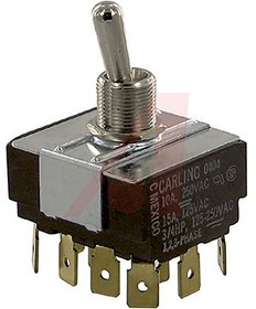 IM251-73, Toggle Switch, Panel Mount, On-Off-On, 4PDT, Tab Terminal, 250V ac