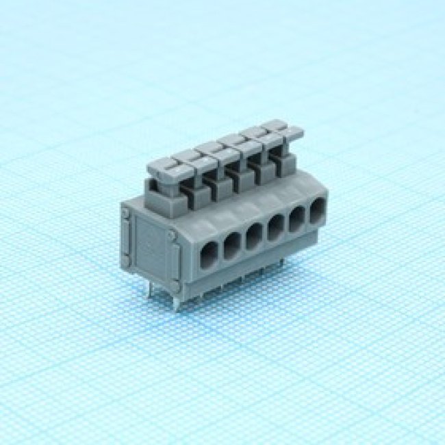 DG235-3.81-06P-11-00A(H), Нажимной безвинтовой клеммный блок на 6 контактов. Зажим типа торцевой контакт. Серия DG235-3.81 DG235-3.81-06P-11-00A(H), Нажимной безвинтовой клеммный блок на 6 контактов. Зажим типа торцевой контакт. Серия DG235-3.81