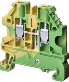 XW5GS40111, XW5G Series Green/Yellow DIN Rail Terminal Block, 4mm², Single-Level, Screw Termination