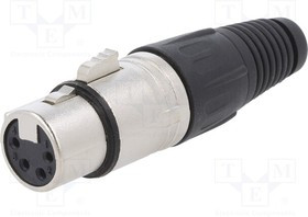 FC6150, Аудио разъем XLR, 4 контакт(-ов), Гнездо, Монтаж на Кабель, Контакты с Покрытием из Серебра