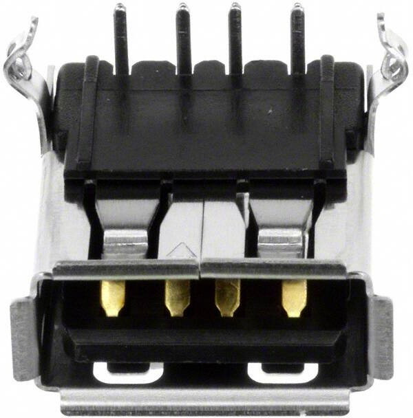 UE27AC54100, Разъем USB, USB Типа A, USB 2.0, Гнездо, 4 вывод(-ов), Монтаж в Сквозное Отверстие, Прямой Угол