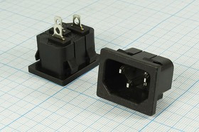 Разъем питания AC вилка C14,250 B, 10 A, на блок(зажим),AC-015