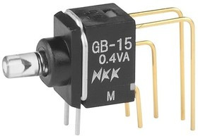 GB15JVF, Pushbutton Switches SPDT ON-(ON) 0.4VA GRN VERTICAL PC