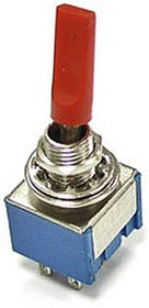 MTS-203-E1 on-off-on (кр.колп), Микротумблер MTS-203-E1, ON-OFF-ON, DPDT, 3 А, 250 В, 20 мОм, установочное отверстие 6,4 мм, 6 контактов кр