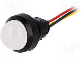 LRY-D20-230ACWK, Индикат.лампа: LED, выпуклый, 230ВAC, Отв: d13мм, IP40, пластик