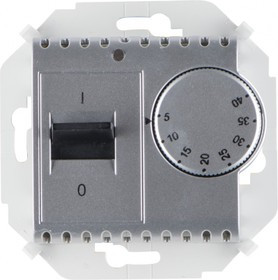 Simon 15 Алюминий Регулятор тёплого пола, с датчиком, 16А, 230В, 3600Вт, 5-40град, IP20