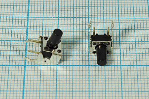 Переключатель тактовый, угловой, 7.4x 6.2x9.5 мм, 2 вывода +2 вывода корпуса; №2506 M ПКнТакт 7,4x 6,2x 9,5\h 5,4\угл\\\2P+2Pкорп\TC-02